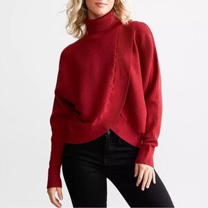 🦋2 for $25- RED by BKE split front turtleneck sweater NEW WORN ONCE